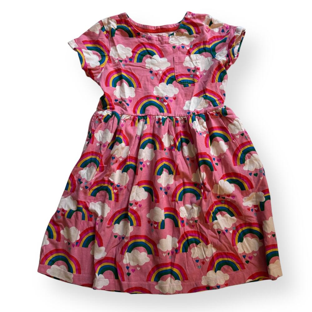 Mini Boden pink rainbows & hearts dress